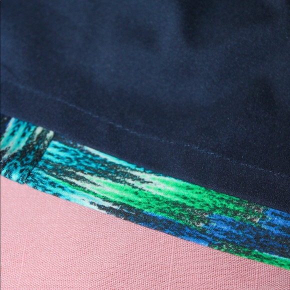 MILLY Green/Blue Geometric Sleeveless Peplum Sheath Dress - US 4 - Picture 13 of 13